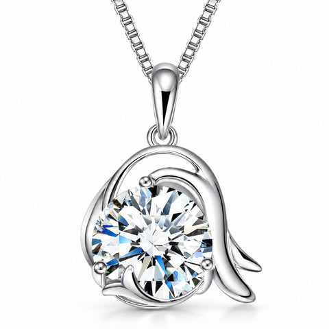 Zodiac Crystal Pendant Necklace with Chain – Silver-Plated Birth Sign Jewelry