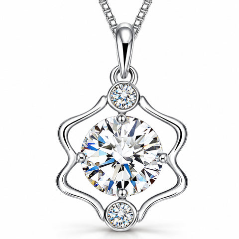 Zodiac Crystal Pendant Necklace with Chain – Silver-Plated Birth Sign Jewelry