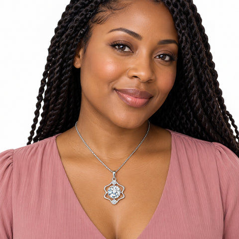 Zodiac Crystal Pendant Necklace with Chain – Silver-Plated Birth Sign Jewelry