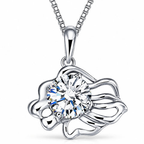 Zodiac Crystal Pendant Necklace with Chain – Silver-Plated Birth Sign Jewelry