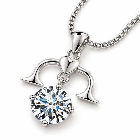 Zodiac Crystal Pendant Necklace with Chain – Silver-Plated Birth Sign Jewelry