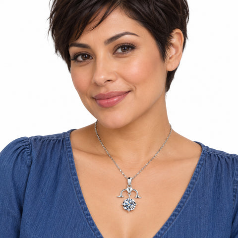 Zodiac Crystal Pendant Necklace with Chain – Silver-Plated Birth Sign Jewelry