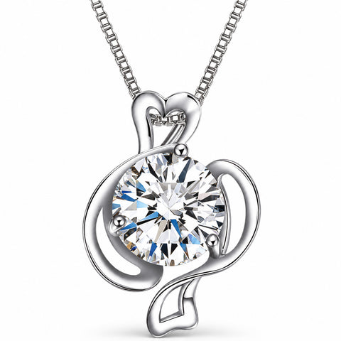 Zodiac Crystal Pendant Necklace with Chain – Silver-Plated Birth Sign Jewelry