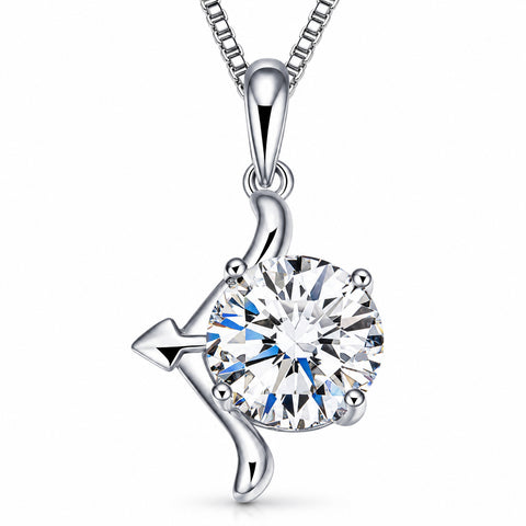 Zodiac Crystal Pendant Necklace with Chain – Silver-Plated Birth Sign Jewelry