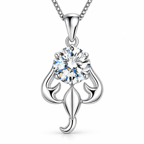 Zodiac Crystal Pendant Necklace with Chain – Silver-Plated Birth Sign Jewelry