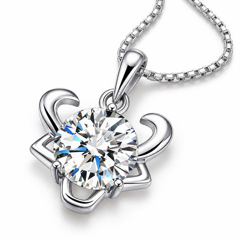 Zodiac Crystal Pendant Necklace with Chain – Silver-Plated Birth Sign Jewelry