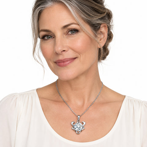 Zodiac Crystal Pendant Necklace with Chain – Silver-Plated Birth Sign Jewelry