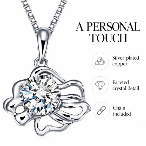 Zodiac Crystal Pendant Necklace with Chain – Silver-Plated Birth Sign Jewelry