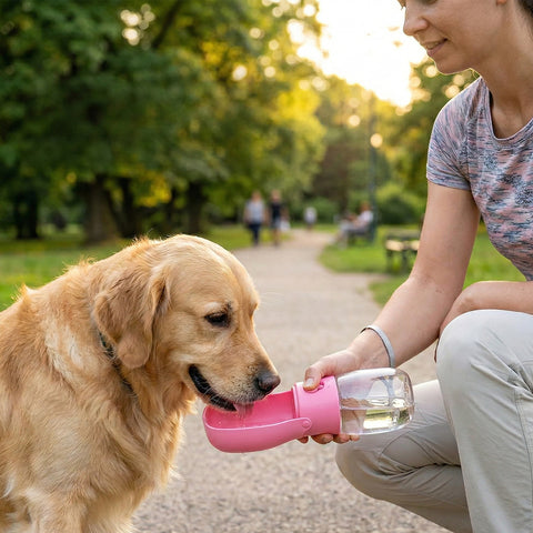 Leak-Proof Portable Dog Water Bottle Dispenser – Travel Pet Water Bottle with Built-In Bowl for Walking, Hiking & Outdoor Use (1-Pack or 2-Pack)