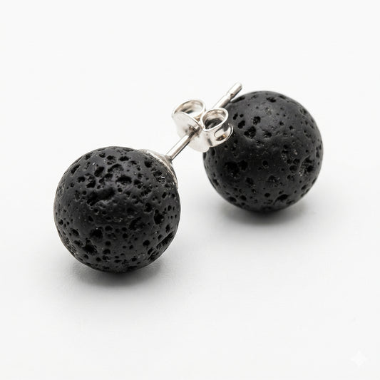 Lava Stone Aromatherapy Earrings – Stainless Steel Essential Oil Diffuser Dangle Earrings with 2 Random Essential Oils (Hypoallergenic)
