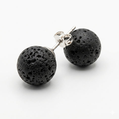 Lava Stone Aromatherapy Earrings – Stainless Steel Essential Oil Diffuser Dangle Earrings with 2 Random Essential Oils (Hypoallergenic)