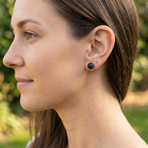 Lava Stone Aromatherapy Earrings – Stainless Steel Essential Oil Diffuser Dangle Earrings with 2 Random Essential Oils (Hypoallergenic)