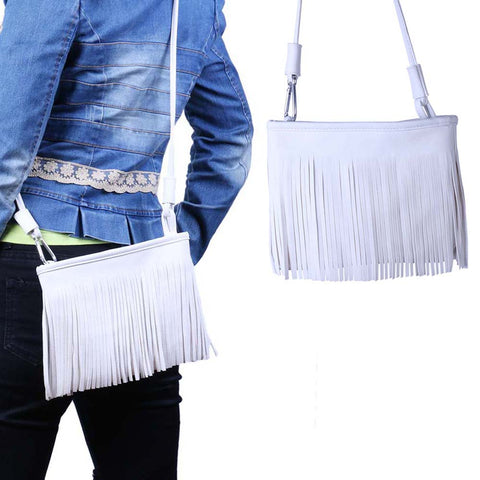 Women’s Fringed Crossbody Bag Multifunctional Faux Leather Shoulder Bag for Everyday Use