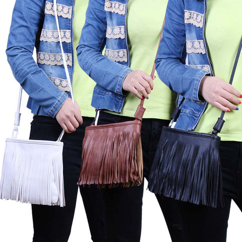 Women’s Fringed Crossbody Bag Multifunctional Faux Leather Shoulder Bag for Everyday Use