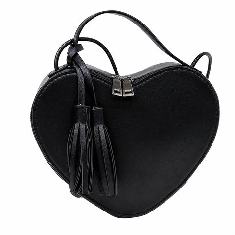 Heart Shaped Crossbody Bag Fashion Shoulder Purse with Removable Strap & Fringe Charm