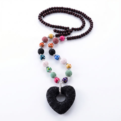 Lava Stone Aromatherapy Necklace with 2 Essential Oils – Heart or Starfish Diffuser Pendant Necklace for Everyday Wear