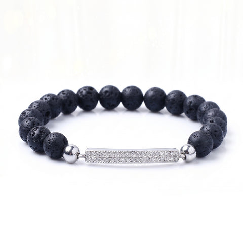 Women’s Silver Charm Aromatherapy Bracelet – Lava Stone Diffuser Bracelet with 2 Essential Oils (Random Selection), Adjustable Stretch Fit