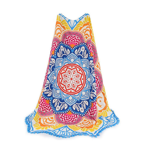 Lotus Mandala Beach Throw – Lightweight Round Picnic and Decorative Mat