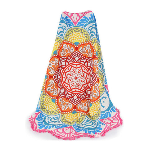 Lotus Mandala Beach Throw – Lightweight Round Picnic and Decorative Mat