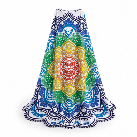 Lotus Mandala Beach Throw – Lightweight Round Picnic and Decorative Mat