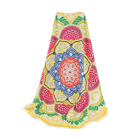 Lotus Mandala Beach Throw – Lightweight Round Picnic and Decorative Mat