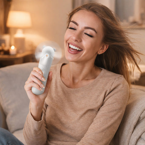 Portable Rechargeable Handheld Fan with Power Bank – Foldable Mini Fan with Adjustable Speed for Indoor & Outdoor Use