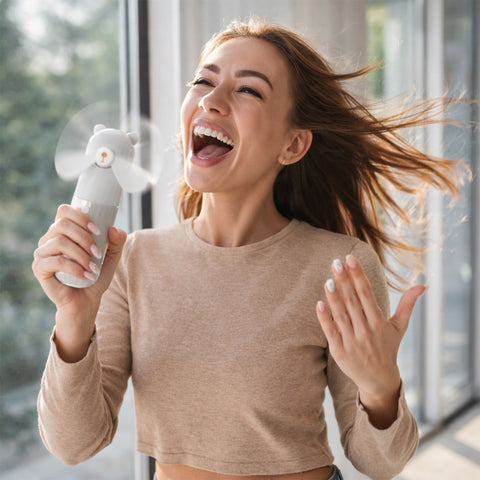 Portable Rechargeable Handheld Fan with Power Bank – Foldable Mini Fan with Adjustable Speed for Indoor & Outdoor Use