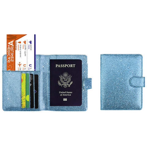 Multi-Function Glitter Bling RFID Passport Organizer