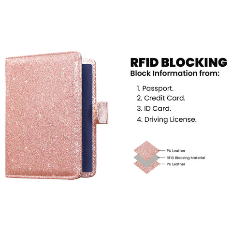 Multi-Function Glitter Bling RFID Passport Organizer