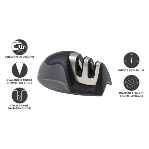 2-Stage Kitchen Knife Sharpener – Coarse and Fine Slots, 1-Pack or 2-Pack