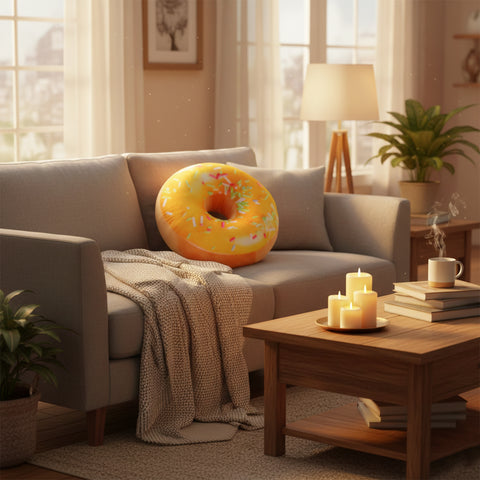 Donut Throw Pillow – Soft Round Decorative Cushion, 16-Inch Style
