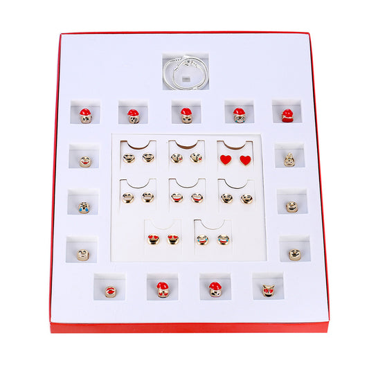Emoji Jewelry Advent Calendar – 15 Charm Bracelet Kit with 8 Emoji Earrings, Nickel-Free Holiday Gift Set