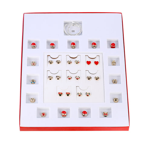Emoji Jewelry Advent Calendar – 15 Charm Bracelet Kit with 8 Emoji Earrings, Nickel-Free Holiday Gift Set