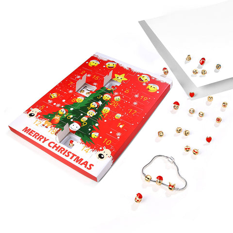 Emoji Jewelry Advent Calendar – 15 Charm Bracelet Kit with 8 Emoji Earrings, Nickel-Free Holiday Gift Set