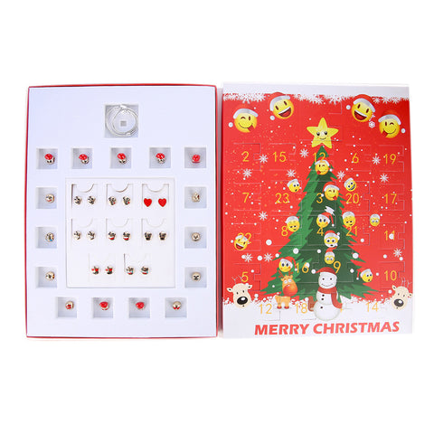 Emoji Jewelry Advent Calendar – 15 Charm Bracelet Kit with 8 Emoji Earrings, Nickel-Free Holiday Gift Set