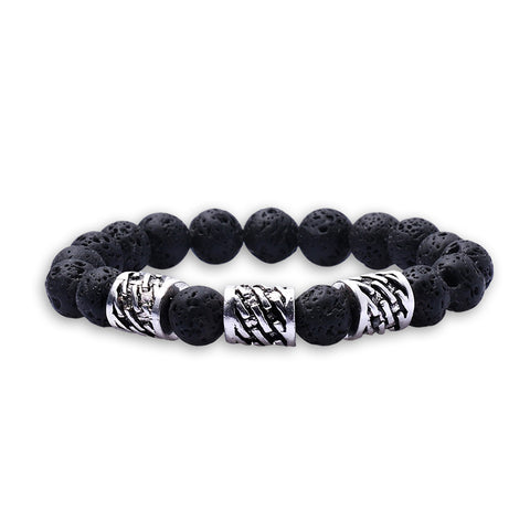 Lava Stone Aromatherapy Bracelet with 2 Essential Oils – Diffuser Bead Bracelet (Golden Jade, Rainbow, Hematite) Stretch Fit