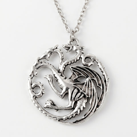 Dragon Pendant Necklace Inspired by “Daenerys of House Targaryen” – Fantasy Circle Dragon Necklace for Fans & Collectors