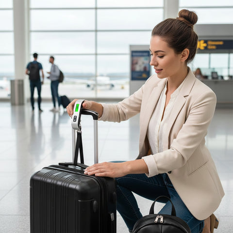 Portable Digital Luggage Scale with Strap – Handheld Travel Weight Scale up to 110 lb with LCD Display (Battery Included)