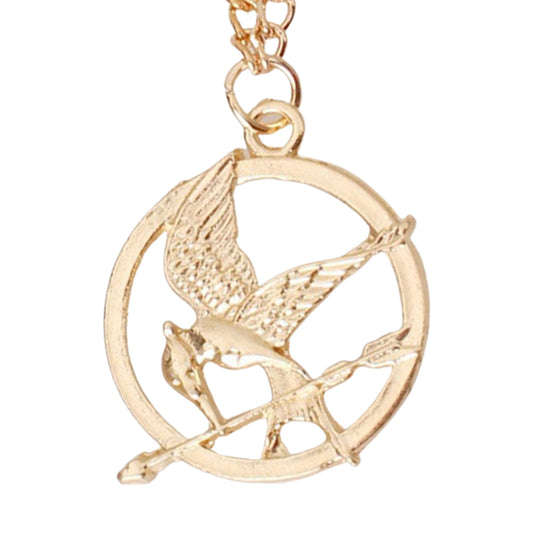 Mockingjay-Style Bird Pendant Necklace – Gold or Silver Tone Fantasy Inspired Necklace (18” Chain)