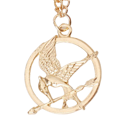 Mockingjay-Style Bird Pendant Necklace – Gold or Silver Tone Fantasy Inspired Necklace (18” Chain)