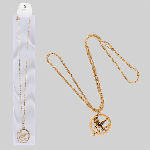 Mockingjay-Style Bird Pendant Necklace – Gold or Silver Tone Fantasy Inspired Necklace (18” Chain)