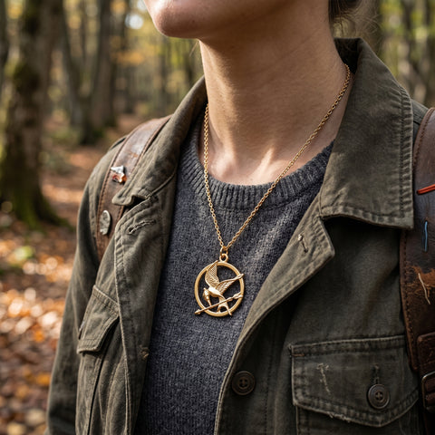 Mockingjay-Style Bird Pendant Necklace – Gold or Silver Tone Fantasy Inspired Necklace (18” Chain)