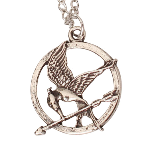 Mockingjay-Style Bird Pendant Necklace – Gold or Silver Tone Fantasy Inspired Necklace (18” Chain)
