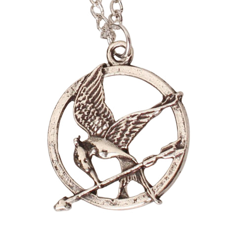 Mockingjay-Style Bird Pendant Necklace – Gold or Silver Tone Fantasy Inspired Necklace (18” Chain)
