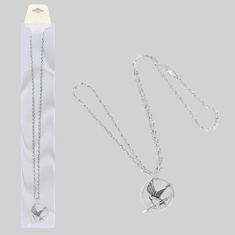 Mockingjay-Style Bird Pendant Necklace – Gold or Silver Tone Fantasy Inspired Necklace (18” Chain)
