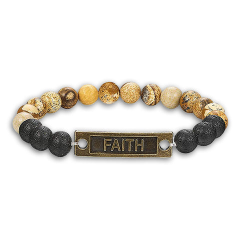Chakra Lava Stone Aromatherapy Bracelet with 2 Essential Oils – Stretch Diffuser Bead Bracelet (Angel Wings, Love, Faith, Hope)