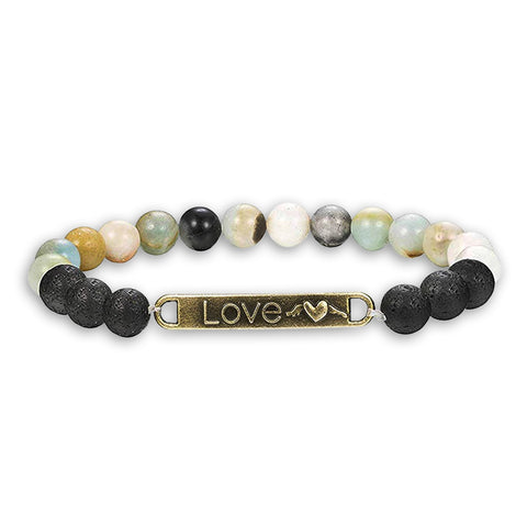 Chakra Lava Stone Aromatherapy Bracelet with 2 Essential Oils – Stretch Diffuser Bead Bracelet (Angel Wings, Love, Faith, Hope)