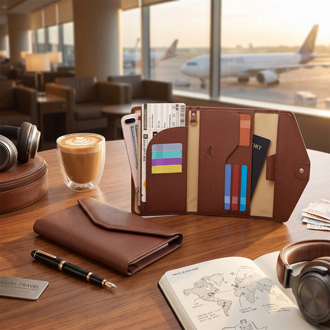 RFID Blocking Travel Passport Organizer Holder Wallet with Credit Card Slot Protector