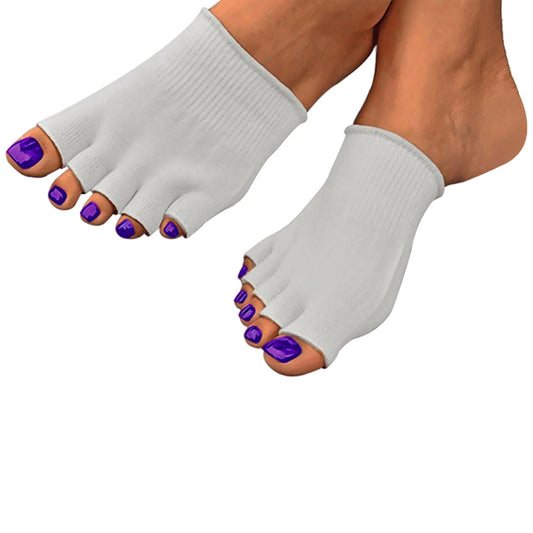 Gel-Lined Open-Toe Foot Sleeves, 3 Pairs – Soft Stretch Cushioned Socks