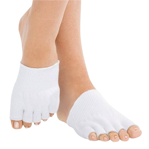 Gel-Lined Open-Toe Foot Sleeves, 3 Pairs – Soft Stretch Cushioned Socks